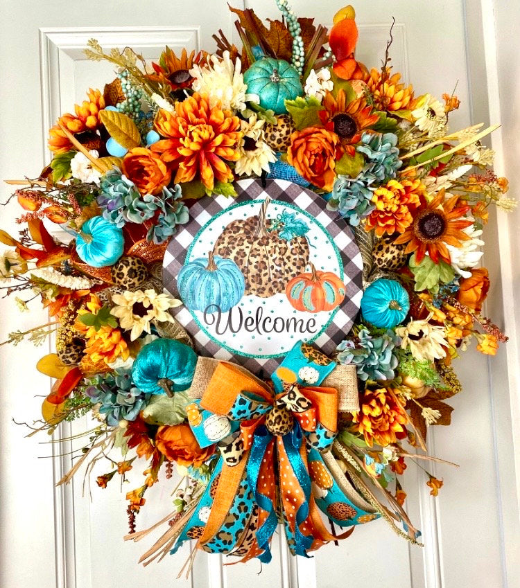 Large Fall Wreath, Floral Autumn Decor