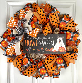 Whimsical Halloween Dog Wreath