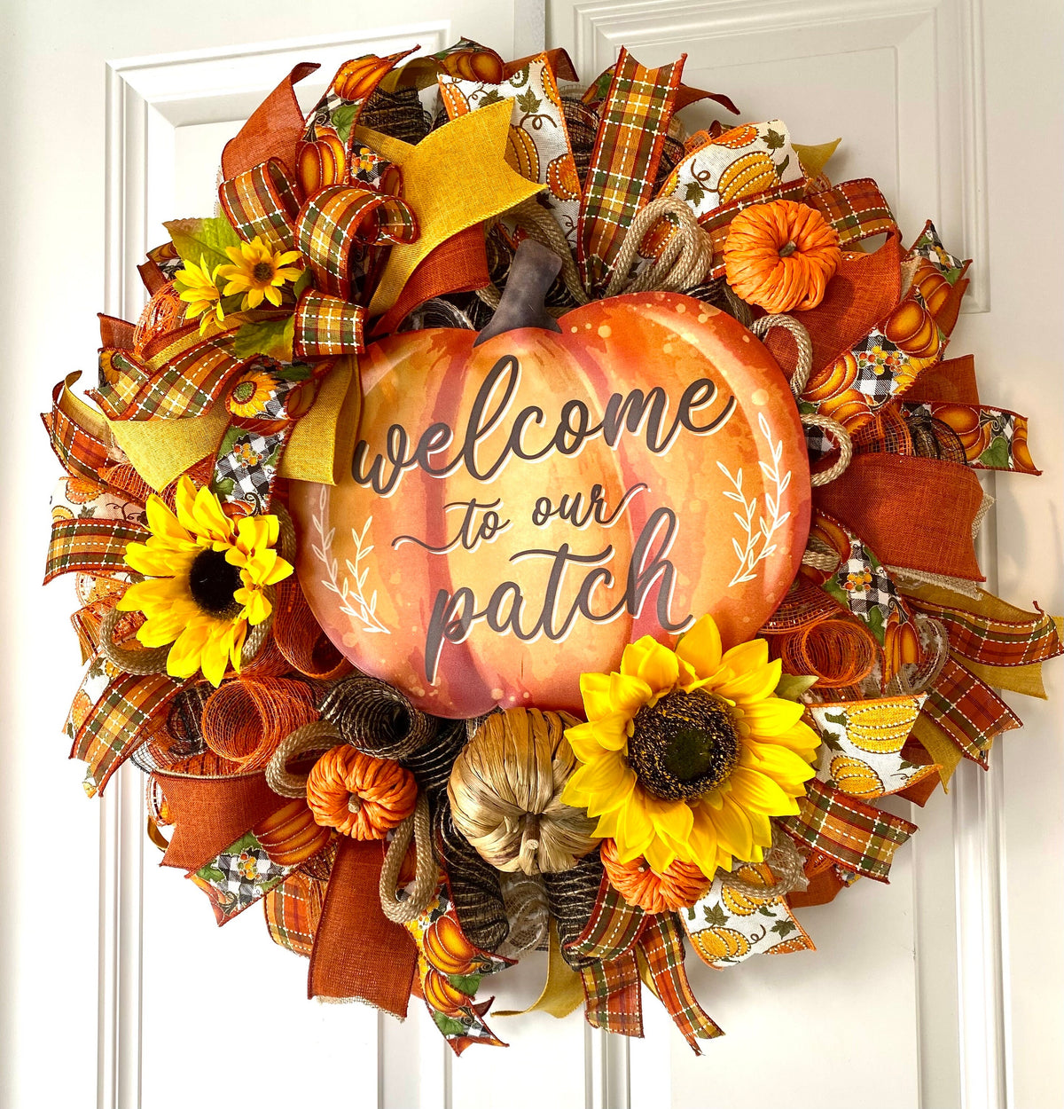 Fall Wreath, Farmhouse decor, Pumpkin decor, deco mesh wreath, Fall wreath for front door, fall decor, double door wreath