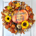 Fall Wreath, Farmhouse decor, Pumpkin decor, deco mesh wreath, Fall wreath for front door, fall decor, double door wreath