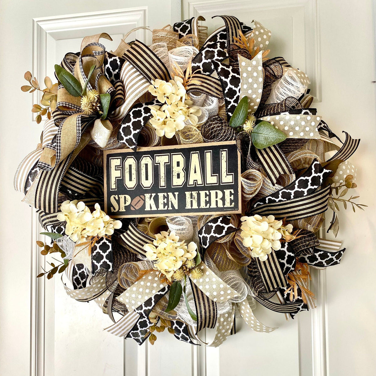 Fall Football Hydrangea Wreath, Farmhouse Wreath for Every Season, Autumn Decor