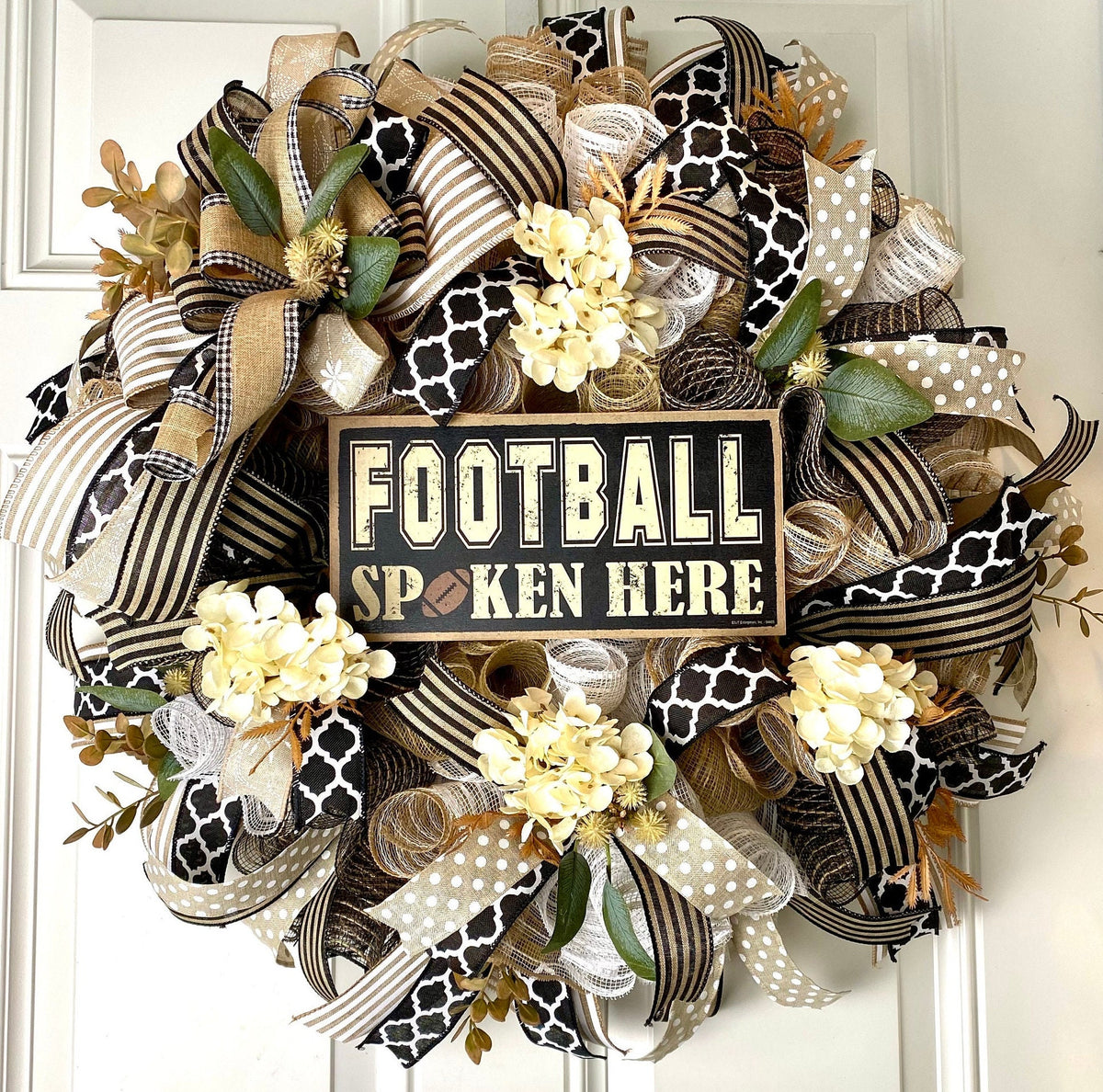 Fall Football Hydrangea Wreath, Farmhouse Wreath for Every Season, Autumn Decor