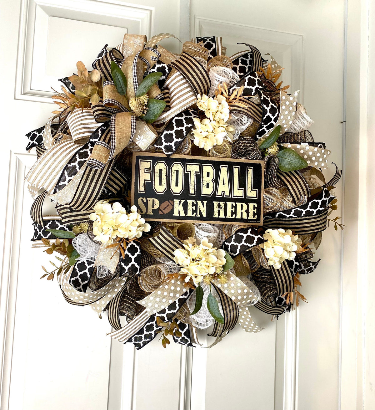 Fall Football Hydrangea Wreath, Farmhouse Wreath for Every Season, Autumn Decor
