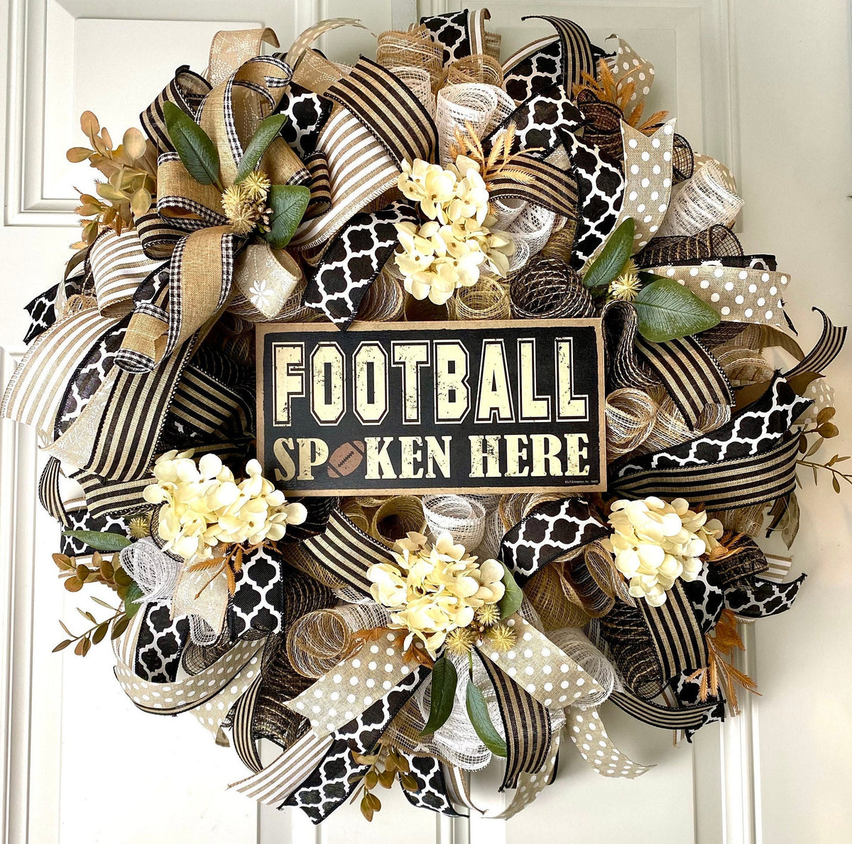 Fall Football Hydrangea Wreath, Farmhouse Wreath for Every Season, Autumn Decor