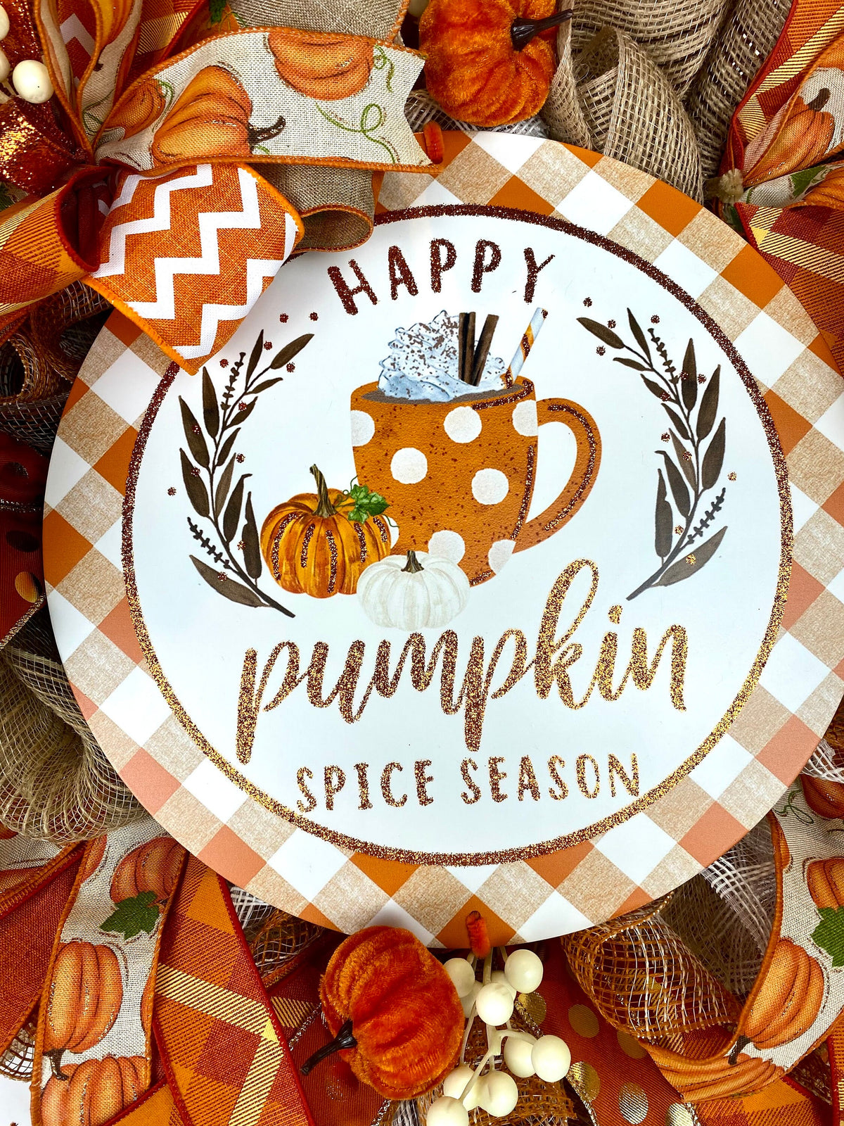 Large Fall Wreath, Pumpkin Spice, Traditional Autumn