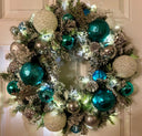 Lighted Blue Snowflake Christmas Ornament Wreath