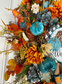 Large Fall Wreath, Floral Autumn Decor