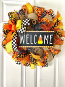 Candy Corn Halloween Wreath: Farmhouse Fall Front Door Decor