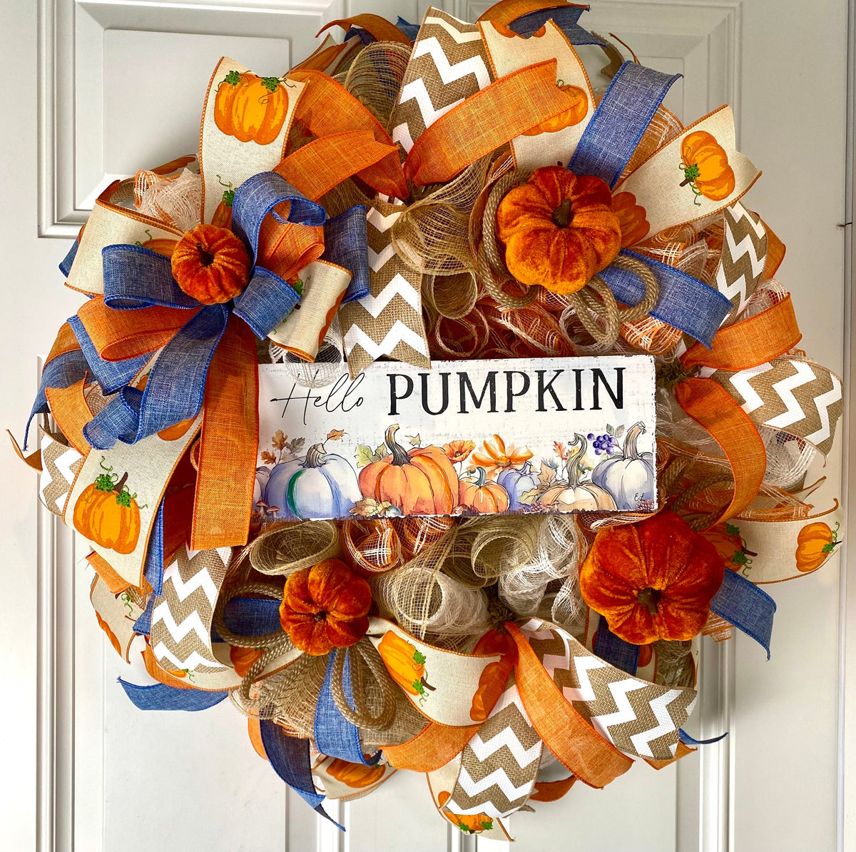 Fall Wreath, Rustic Farmhouse, Autumn, Thanksgiving Decor, Mesh Wreath, Gift