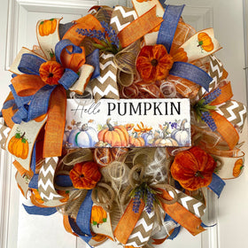 Fall Wreath, Rustic Farmhouse, Autumn, Thanksgiving Decor, Mesh Wreath, Gift