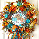 Large Leopard Pumpkin Fall Wreath, Floral Autumn