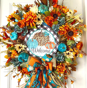 Large Fall Wreath, Floral Autumn Decor