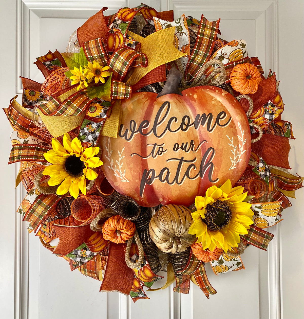 Fall Wreath, Farmhouse decor, Pumpkin decor, deco mesh wreath, Fall wreath for front door, fall decor, double door wreath