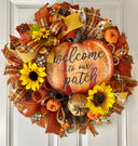 Fall Wreath, Farmhouse decor, Pumpkin decor, deco mesh wreath, Fall wreath for front door, fall decor, double door wreath