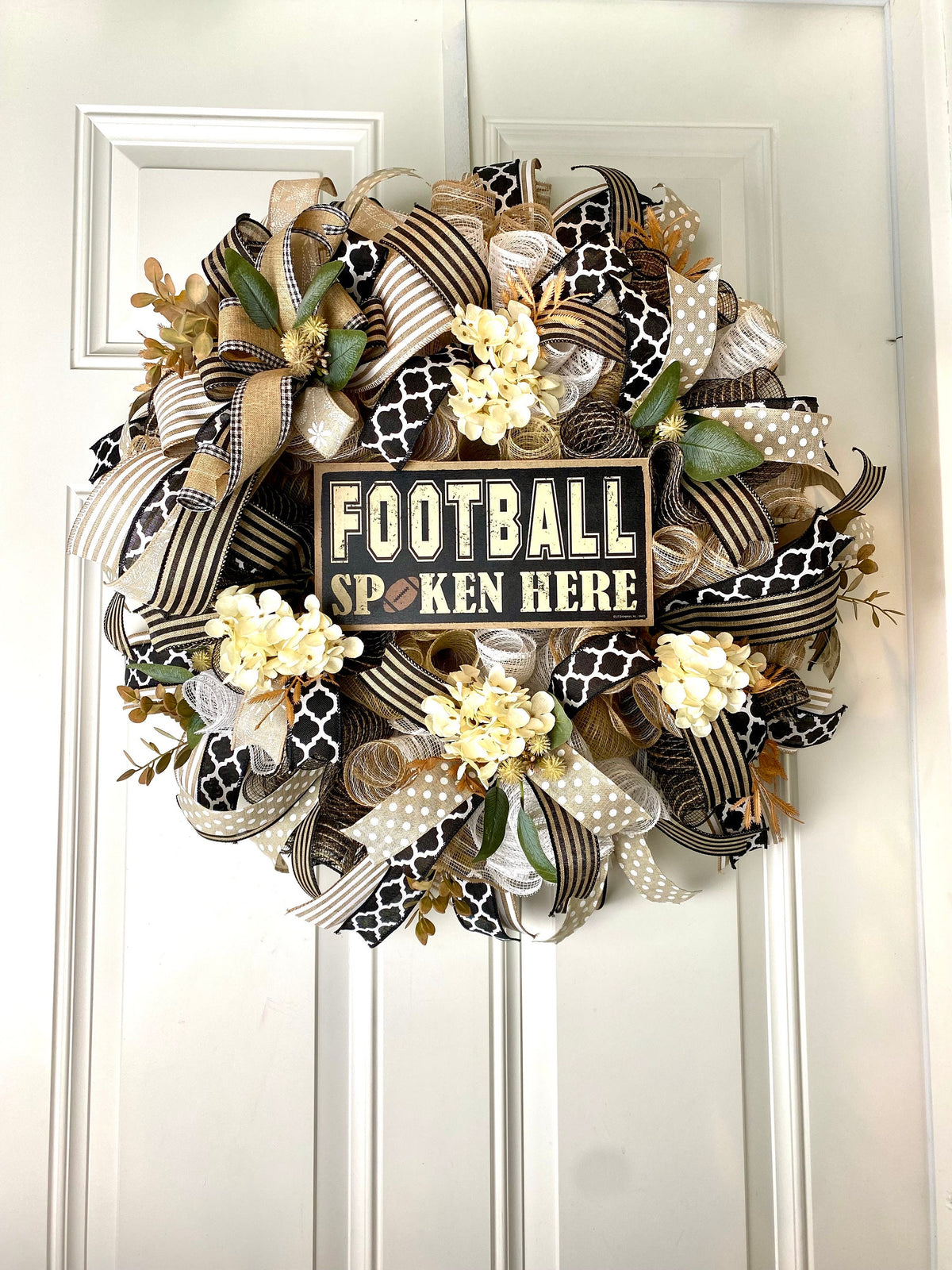 Fall Football Hydrangea Wreath, Farmhouse Wreath for Every Season, Autumn Decor