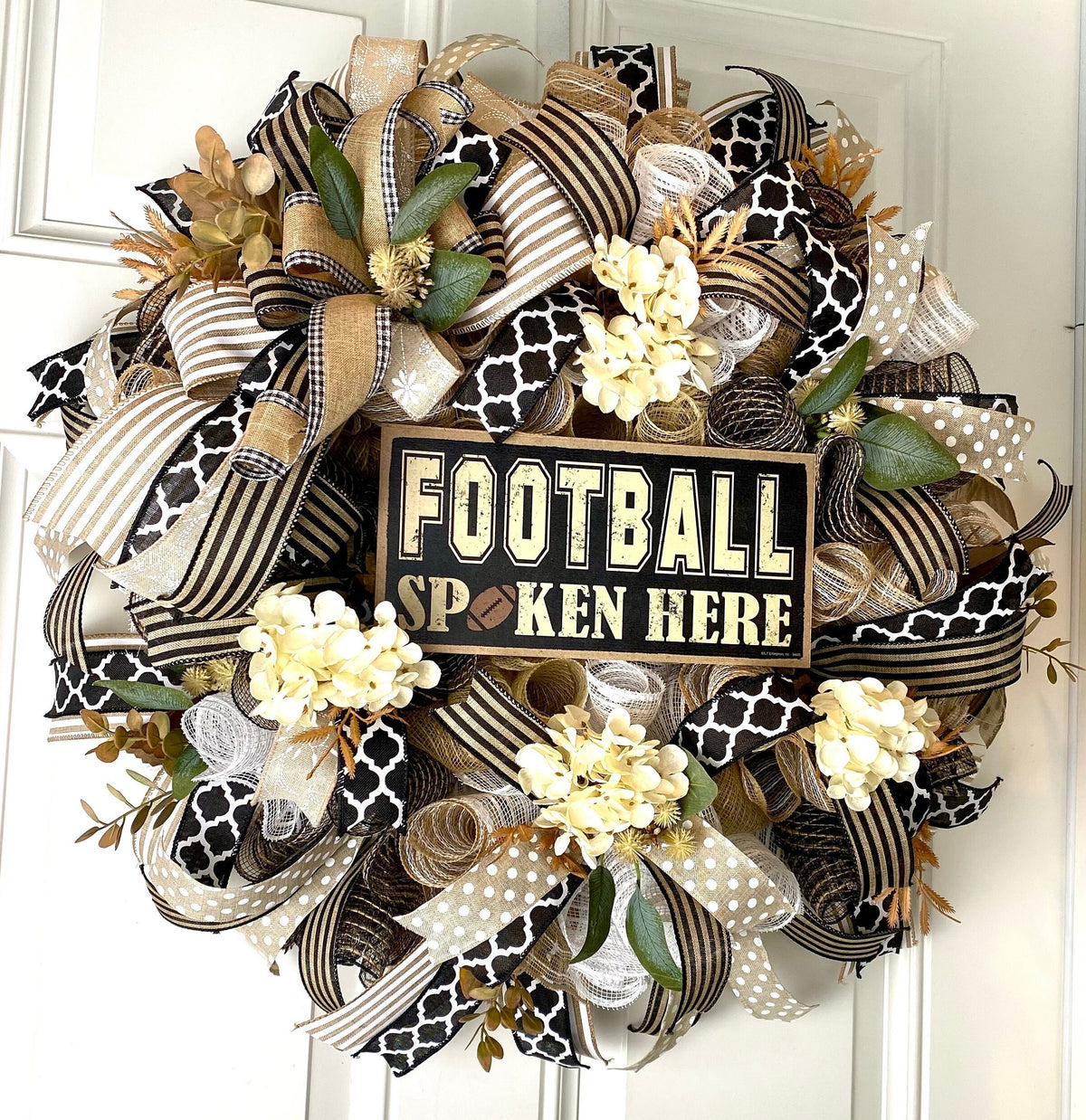 Fall Football Hydrangea Wreath, Farmhouse Wreath for Every Season, Autumn Decor