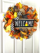 Candy Corn Halloween Wreath: Farmhouse Fall Front Door Decor