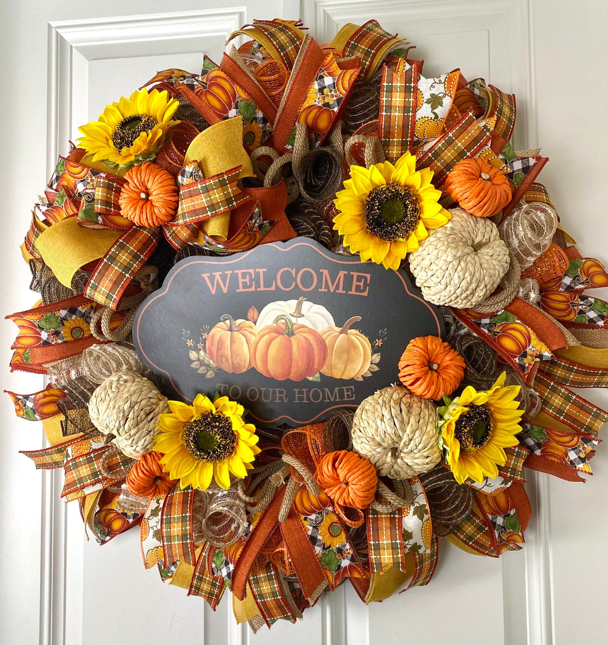 Fall Wreath, Farmhouse decor, Pumpkin decor, deco mesh wreath, Fall wreath for front door, fall decor, double door wreath