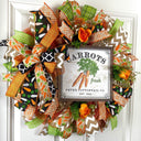 Carrot Spring Bunny Wreath, Easter Wreath, Spring Wreath for front door, Fresh Carrots, Rose Wreath, Deco Mesh Wreath. Front Door Wreath