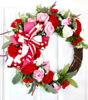 Christmas Wreath, Rose & Lambs Ear Floral Everyday Wreath, Peonies/rose wreath, Front Door Valentine Wreath, Anniversary, gift for her
