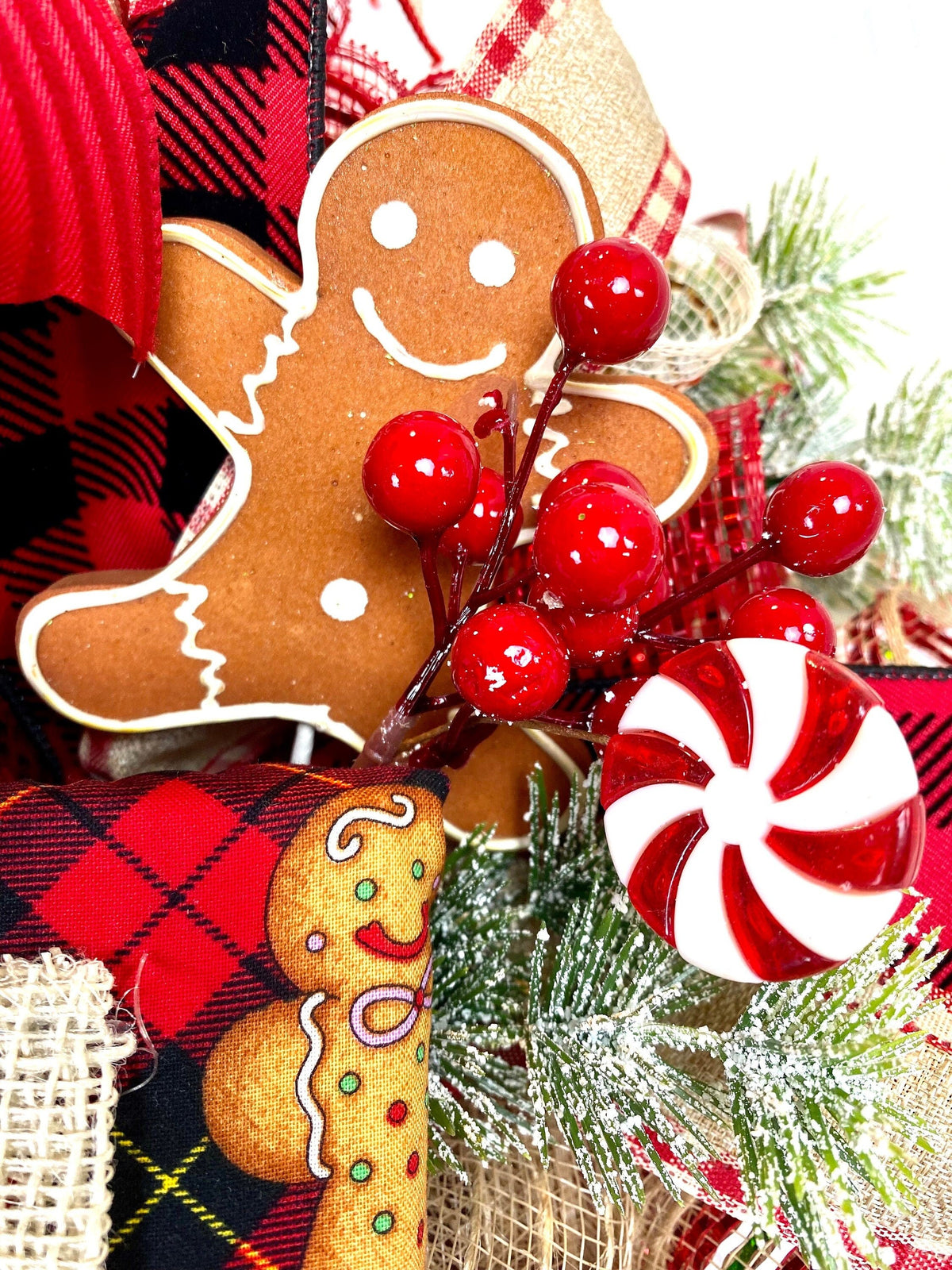 Christmas Wreath, Gingerbread, Farmhouse Winter Wreath for front door