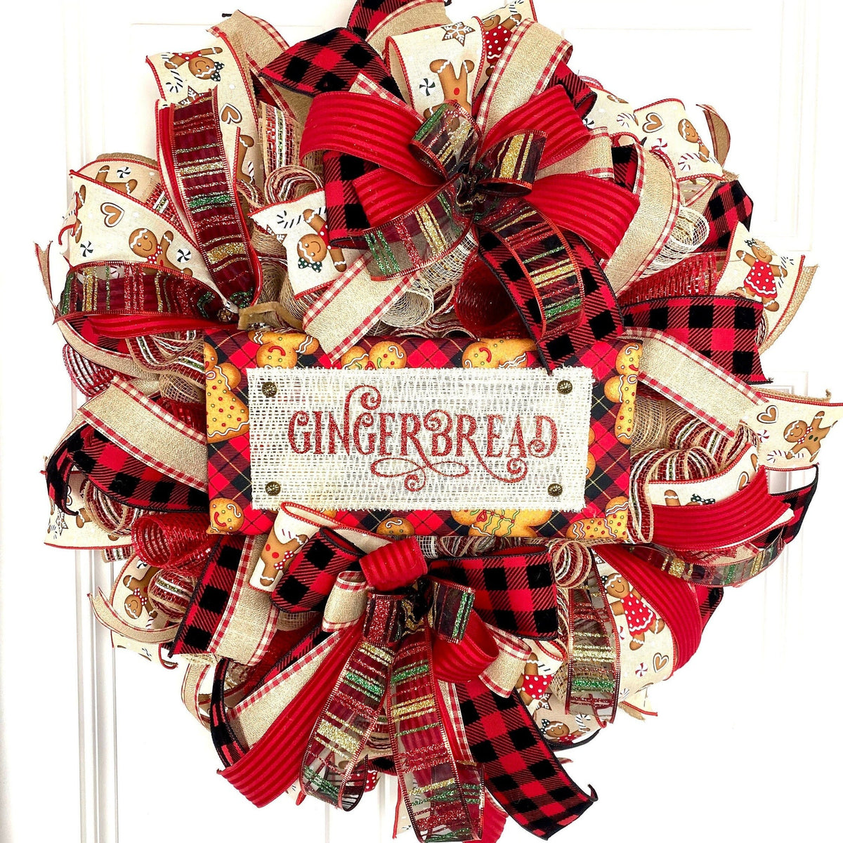 Christmas Wreath, Gingerbread, Farmhouse Winter Wreath for front door