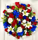 Patriotic Floral Wreath, 4th of July, Summer, Red White & Blue, Everyday, Memorial Day, Double Doors, Flag, everyday