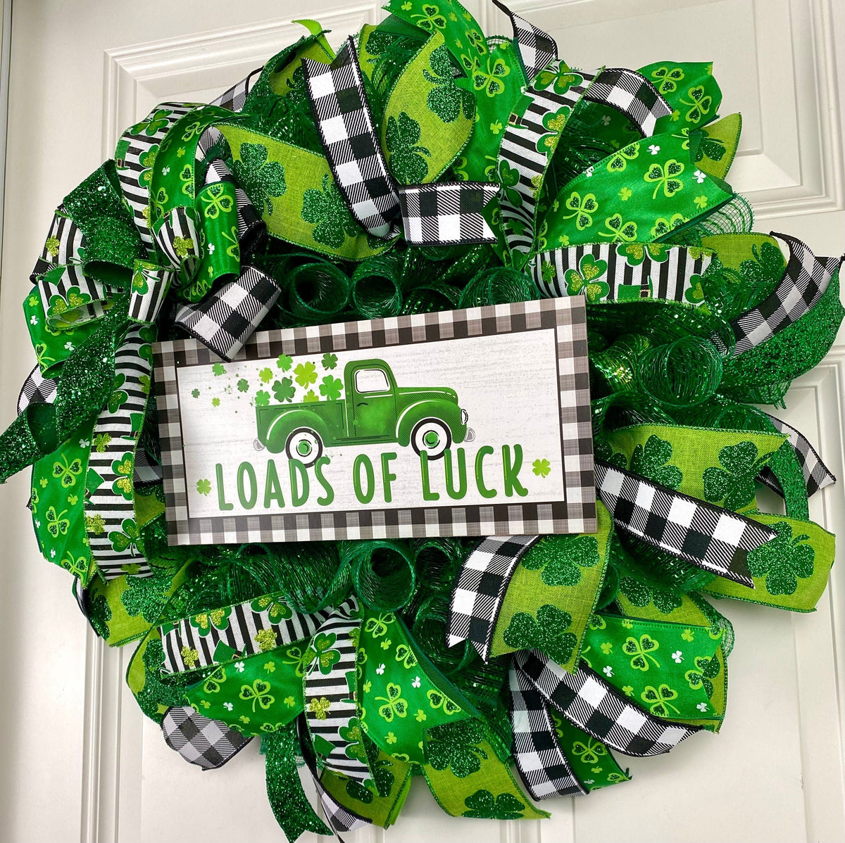 St Patricks Day Wreath, Shamrock Truck Wreath, St. Patrick Wreath, Irish Wreath for front door