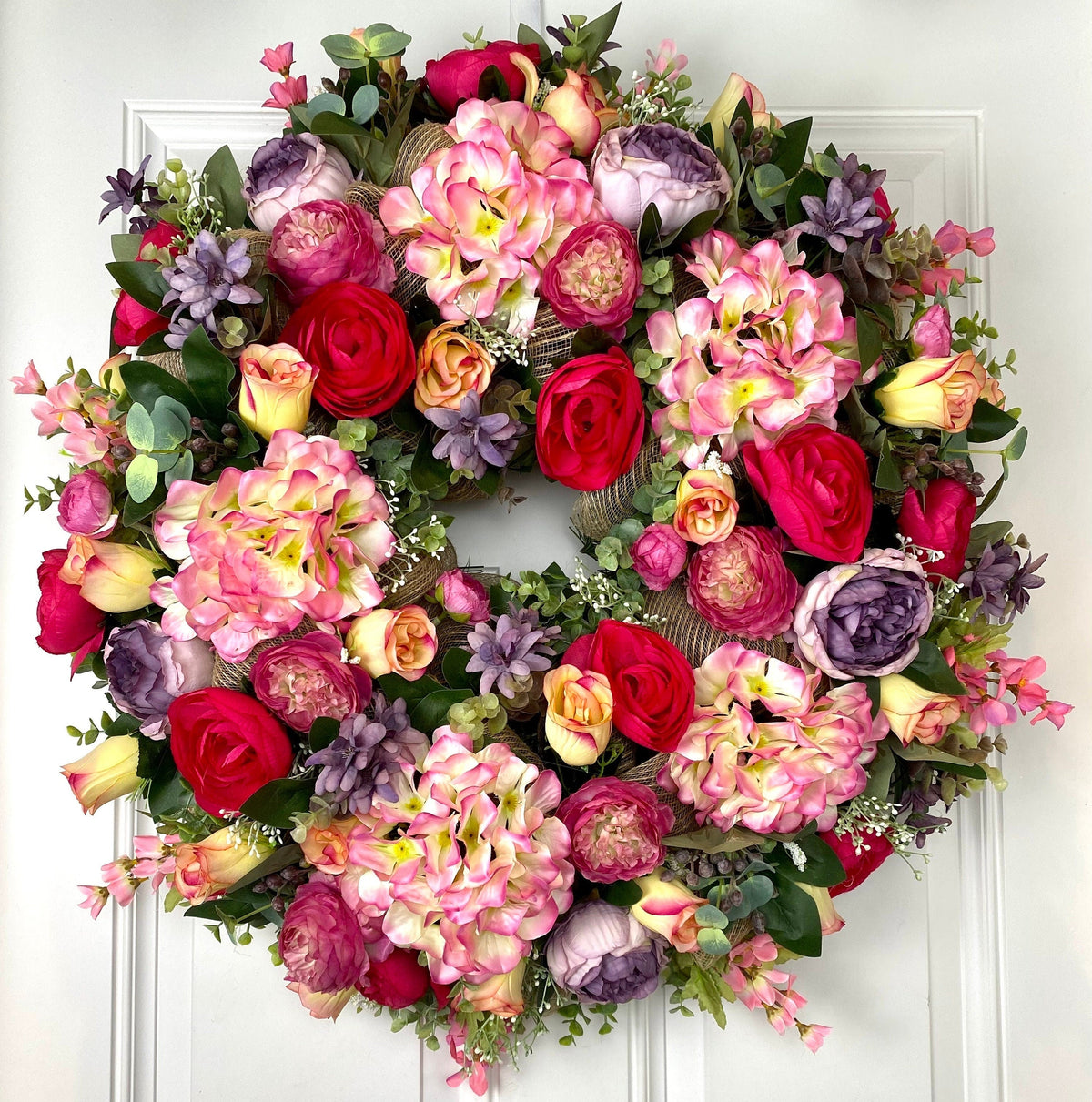 Summer Wreath, Hydrangea Floral Wreath, Farmhouse Wreath for Every Season, Spring Summer Wreath