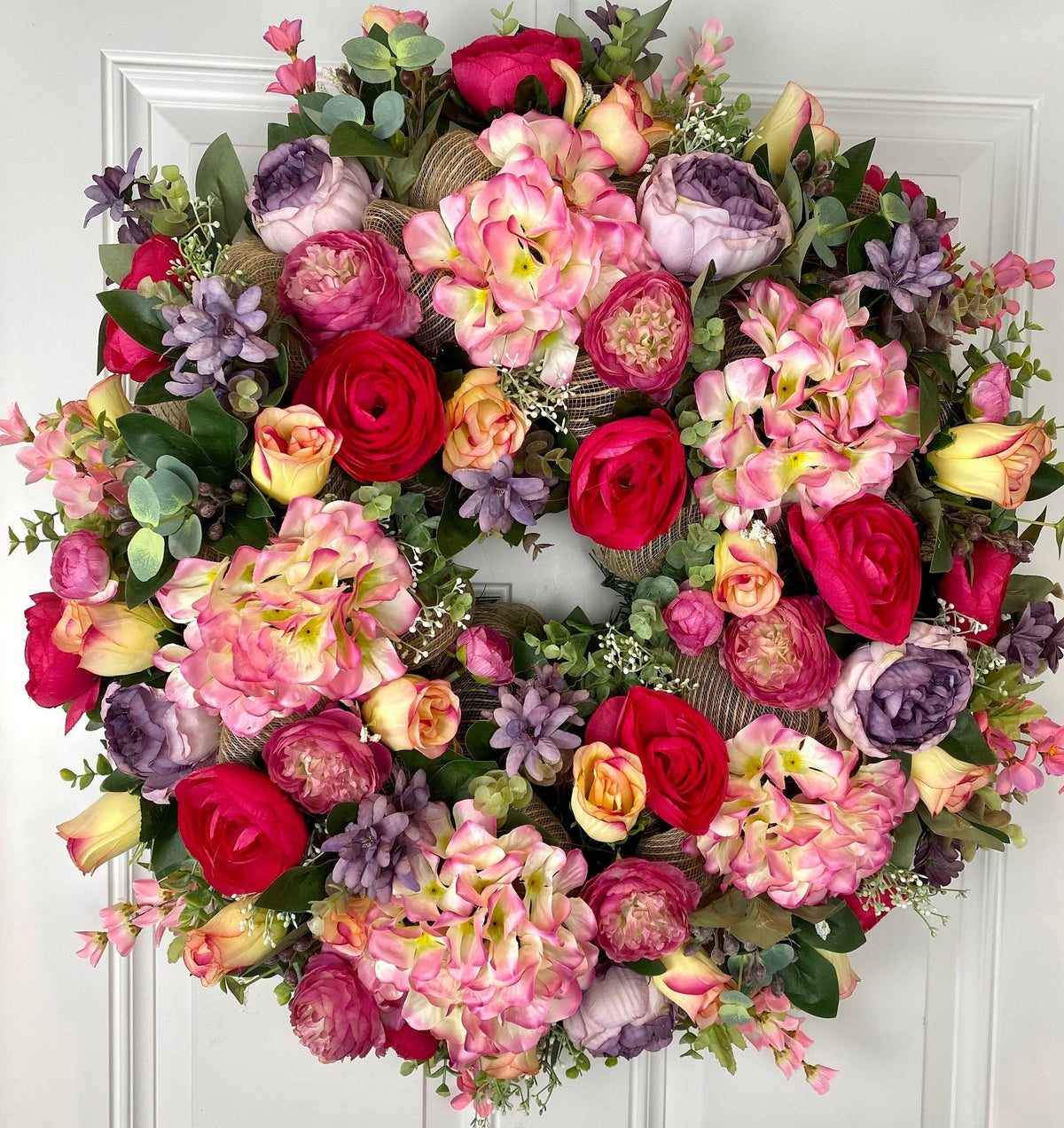 Summer Wreath, Hydrangea Floral Wreath, Farmhouse Wreath for Every Season, Spring Summer Wreath