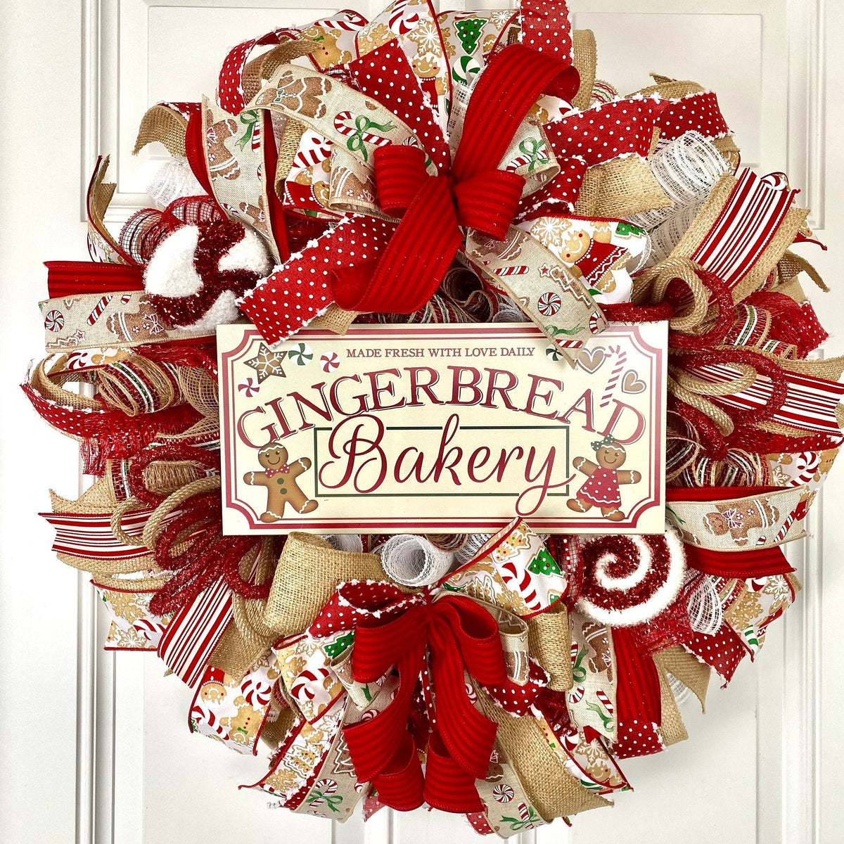 Christmas Wreath, Gingerbread Bakery, Large Christmas Wreath for front door