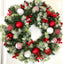 Lighted Peppermint Christmas Ornament Wreath, Holiday Ornament Wreath, Winter Porch Decor, Red and White