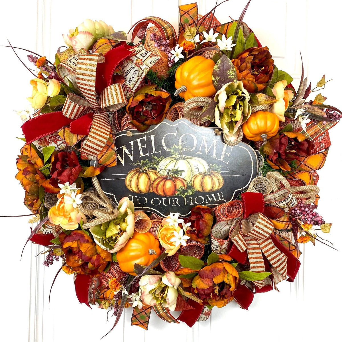 Fall Wreath, Pumpkin, Floral Wreath, Pumpkin decor, deco mesh wreath, Fall wreath for front door, fall decor