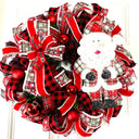 XL Santa Christmas Wreath: Plaid Farmhouse Front Door Decor