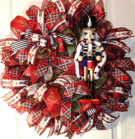 Nutcracker Wreath, Christmas Holiday, Nutcracker Decor, deco mesh wreath, Winter wreath