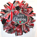 Red and Black Harlequin Christmas Wreath: Cardinal Holiday Decor