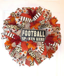 Fall Wreath, Football decor, Cheetah Wreath for Front Football Leaves Wreath, Fall Decor, Man cave, Sports Bar deco mesh, gameroom