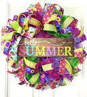 Hello Summer Wreath, Vibrant Porch Decor, Front Door