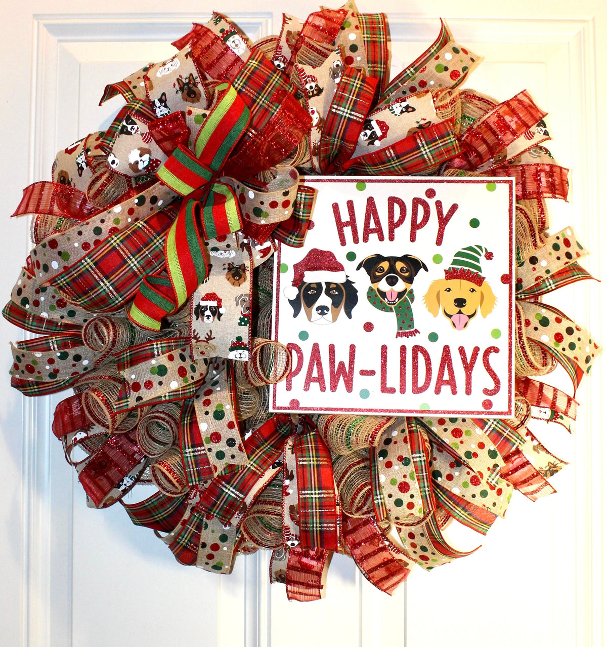 Dog Lover Christmas Wreath / Happy Paw-lidays,