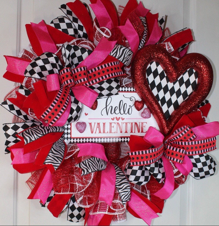 Valentine Wreaths, Valentines Day Wreaths, Heart Wreath, Harlequin Valentine Heart