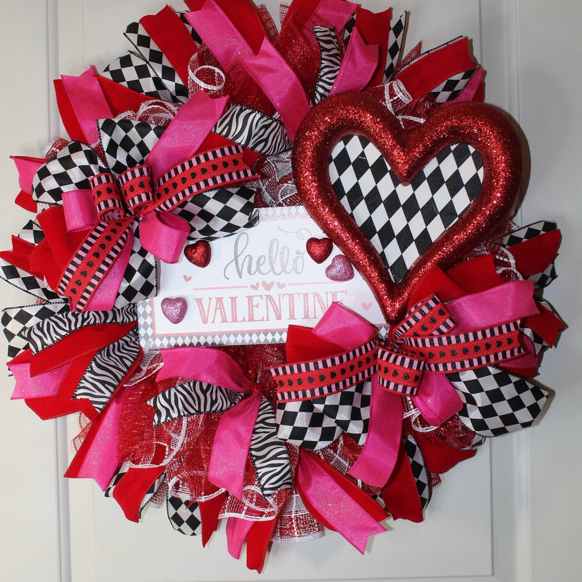 Valentine Wreaths, Valentines Day Wreaths, Heart Wreath, Harlequin Valentine Heart
