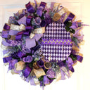 Harlequin Easter Egg Wreath: Purple Spring Door Decor