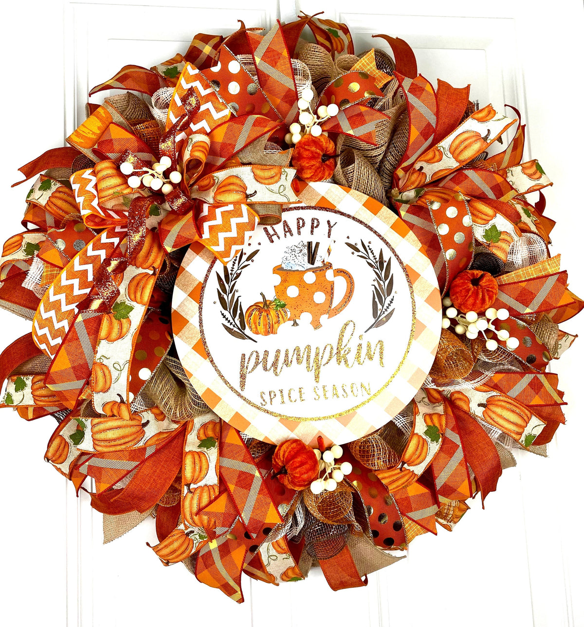 Large Fall Wreath, Pumpkin Spice, Traditional Autumn