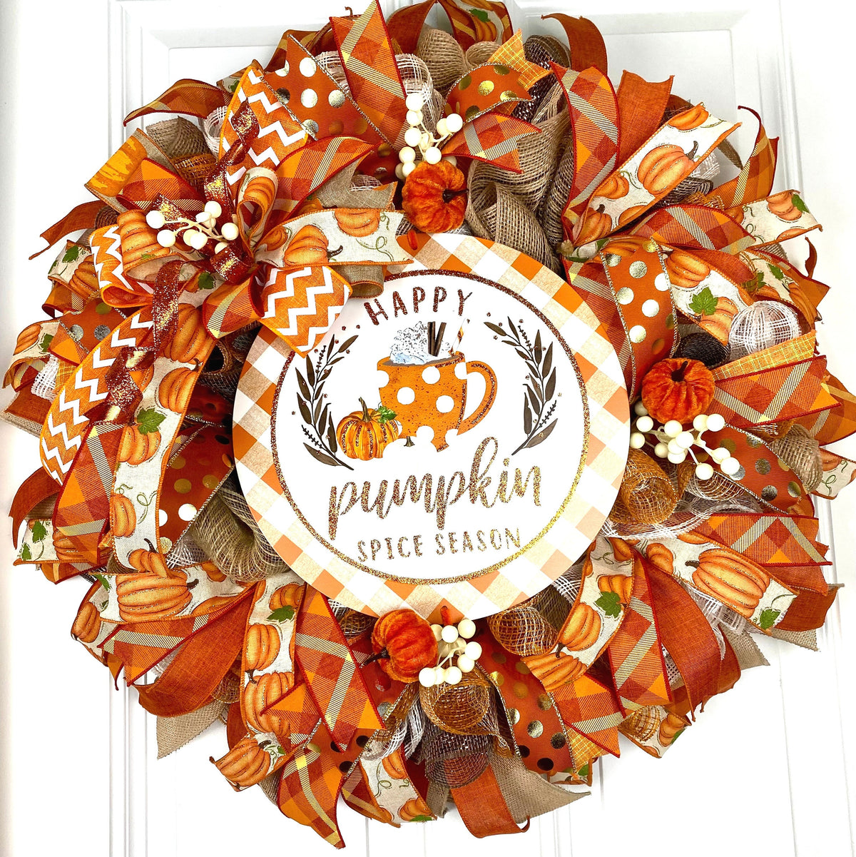 Large Fall Wreath, Pumpkin Spice, Traditional Autumn