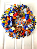 Blue Peony Pumpkin Fall Wreath: Farmhouse Autumn Decor (28” x 6”)