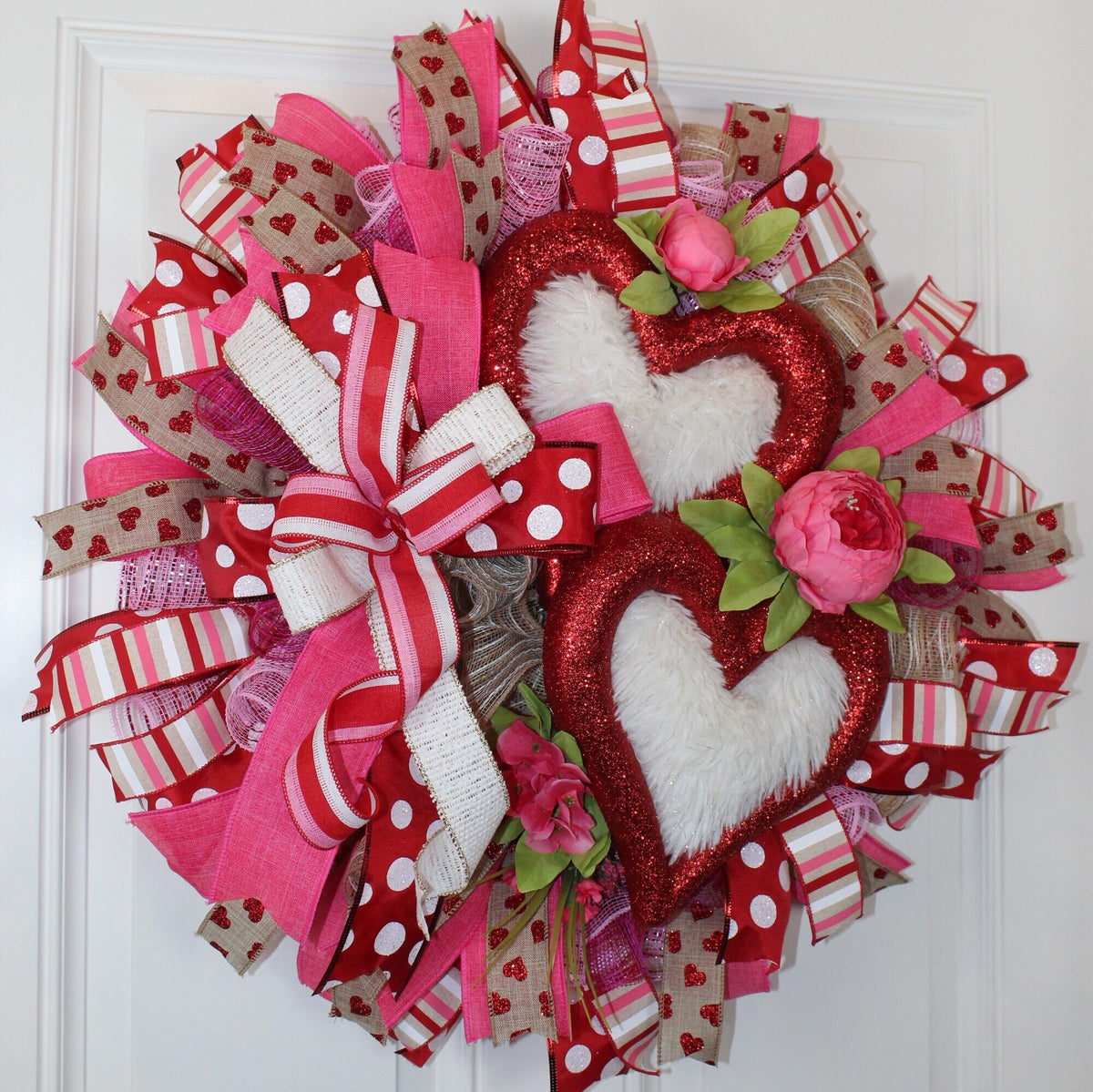 Valentine Wreaths, Valentines Day Wreaths, Peony Heart Wreath, Fuzzy & Furry Hearts
