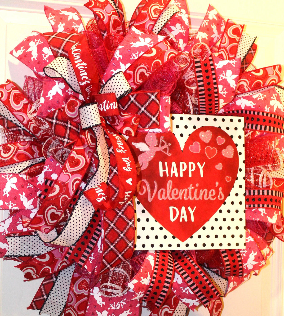 Valentine Wreath, Cupid, Heart Wreath, Valentine Wreath for front door, Double Doors