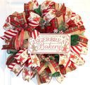 Christmas Gingerbread Bakery Wreath, Double Door, Christmas deco mesh wreath, Gingerbread bakery, Large Christmas Wreath for front door