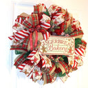 Christmas Gingerbread Bakery Wreath, Double Door, Christmas deco mesh wreath, Gingerbread bakery, Large Christmas Wreath for front door