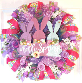 Fuzzy Easter Bunny Wreath: Spring Front Door Decor